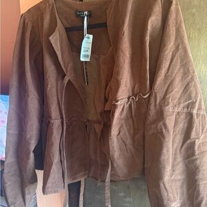 Marshalls Rust Brown Drawstring Waist Trench Coat